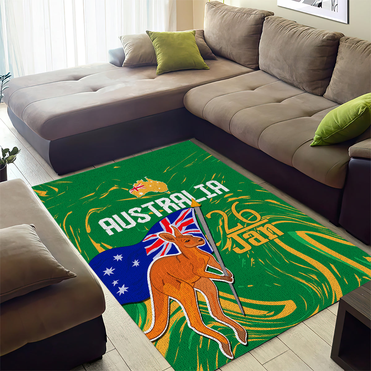 Proud To Be Australia Day Area Rug Kangaroo with National Color