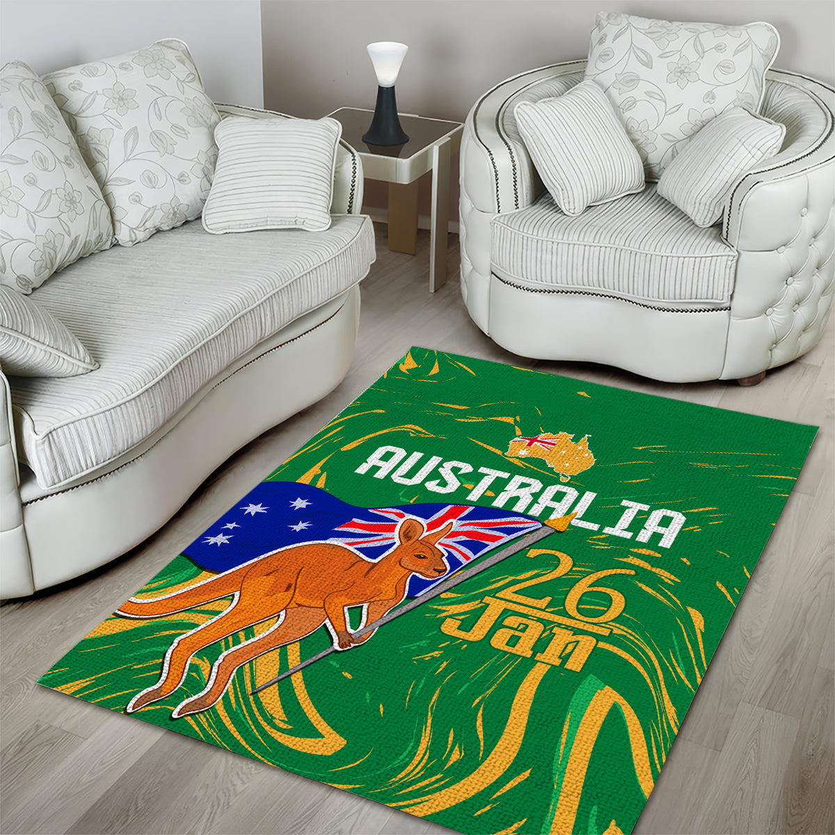 Proud To Be Australia Day Area Rug Kangaroo with National Color