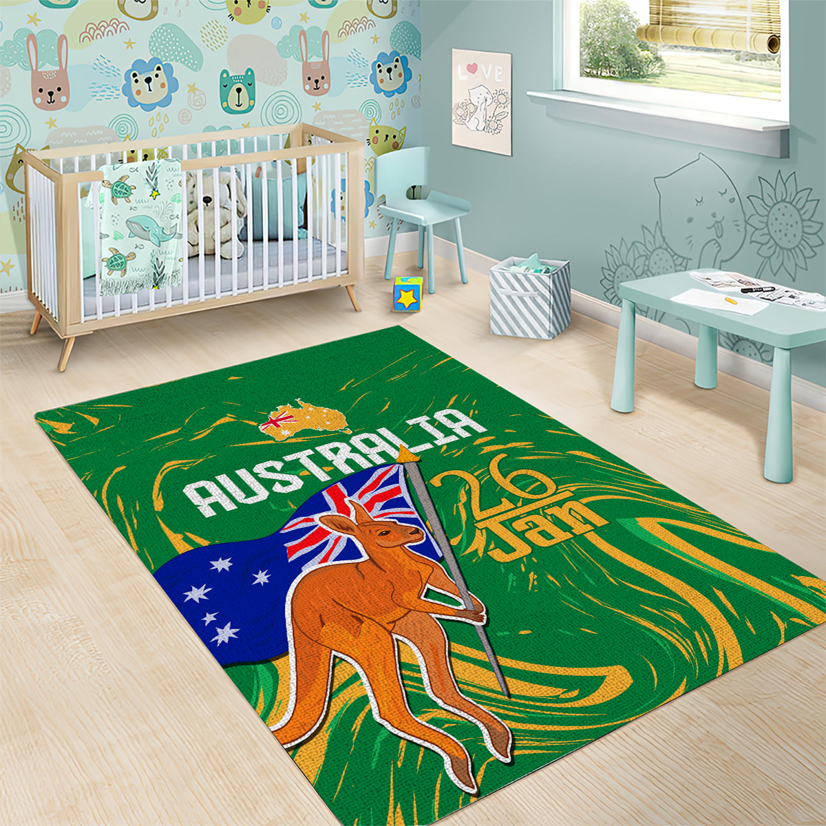 Proud To Be Australia Day Area Rug Kangaroo with National Color