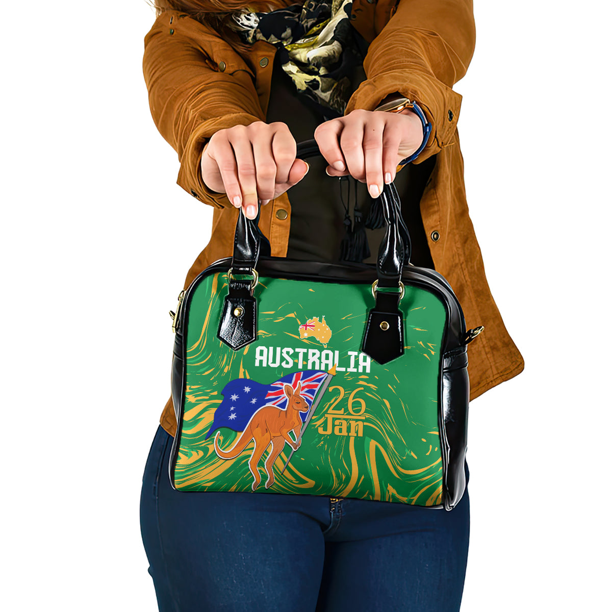 Proud To Be Australia Day Shoulder Handbag Kangaroo with National Color