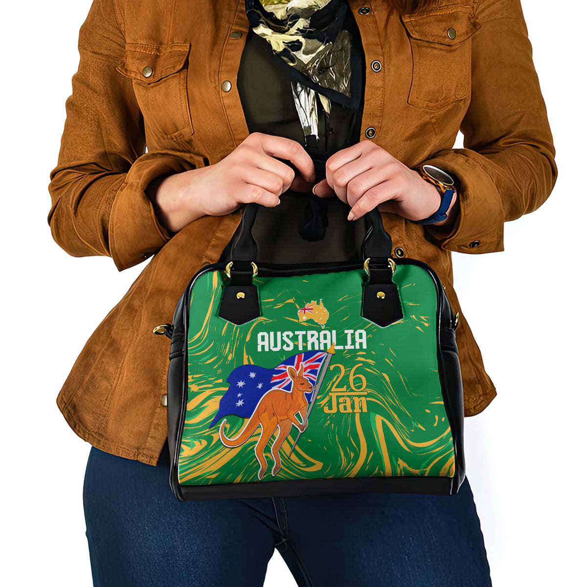 Proud To Be Australia Day Shoulder Handbag Kangaroo with National Color