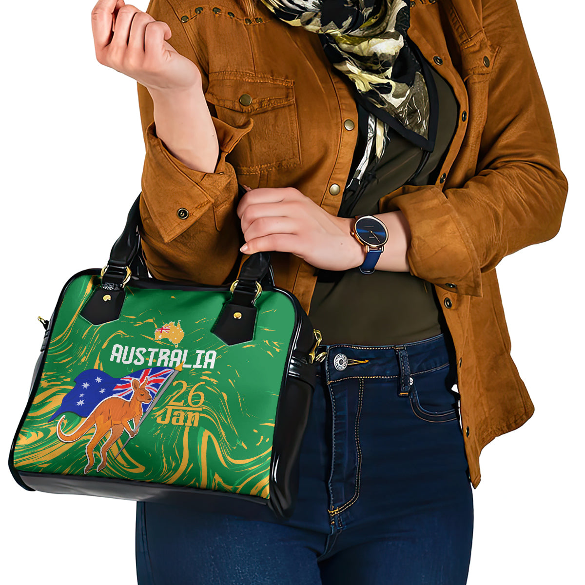 Proud To Be Australia Day Shoulder Handbag Kangaroo with National Color