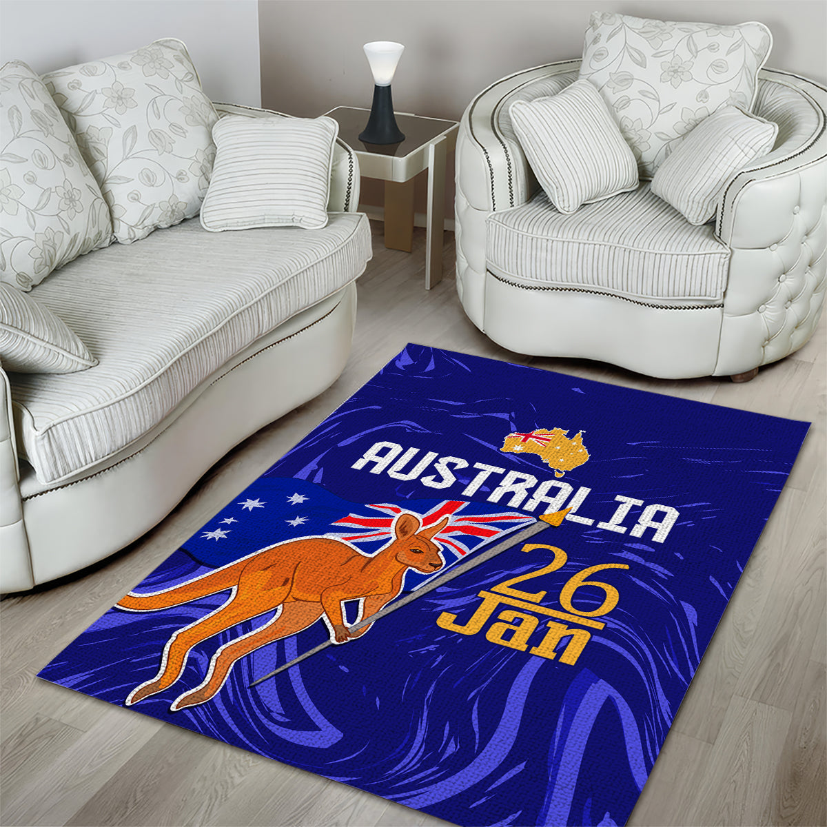 Proud To Be Australia Day Area Rug Kangaroo with Flag Color