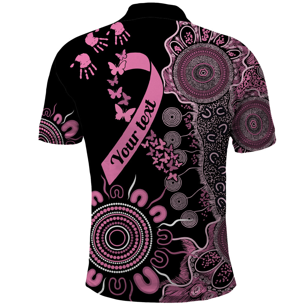 Personalised Aboriginal Ribbons Polo Shirt Beautiful Butterflies Breast Cancer Awareness