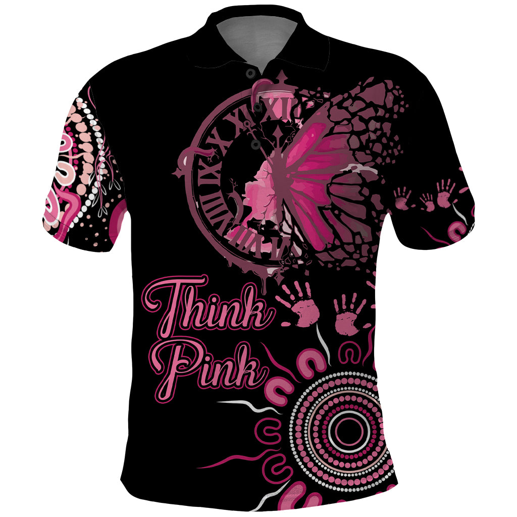 Personalised Aboriginal Ribbons Polo Shirt Think Pink Butterfly Art Wall Clock Breast Cancer