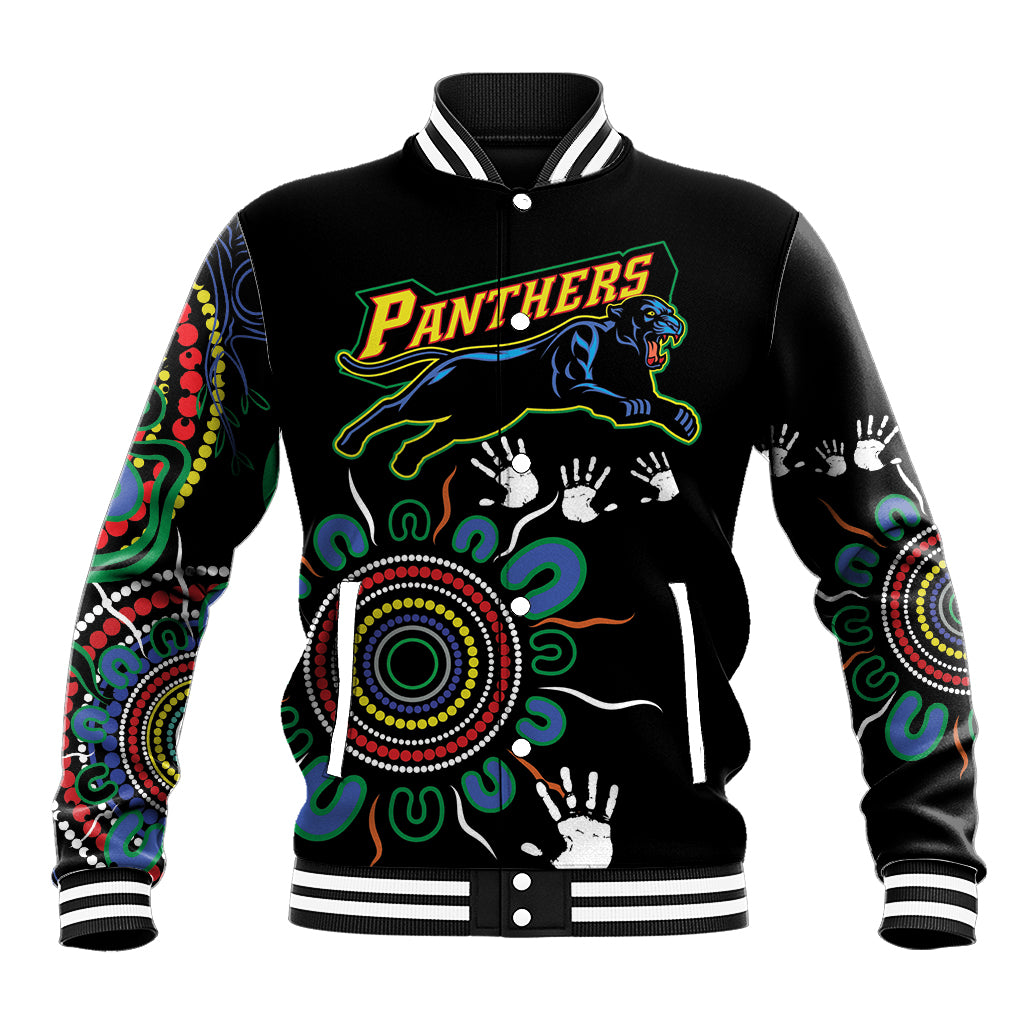 Personalised Panthers Aboriginal Dot Baseball Jacket Go the Mighty Panthers