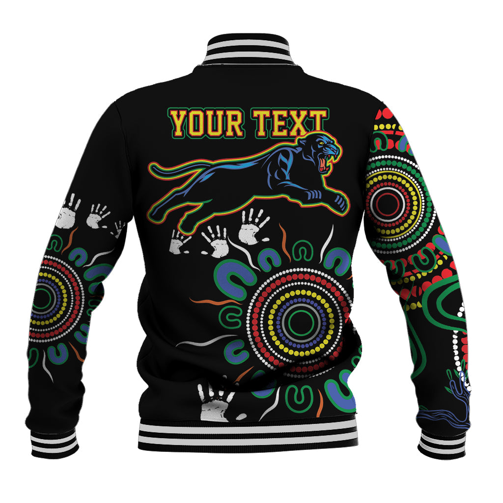 Personalised Panthers Aboriginal Dot Baseball Jacket Go the Mighty Panthers