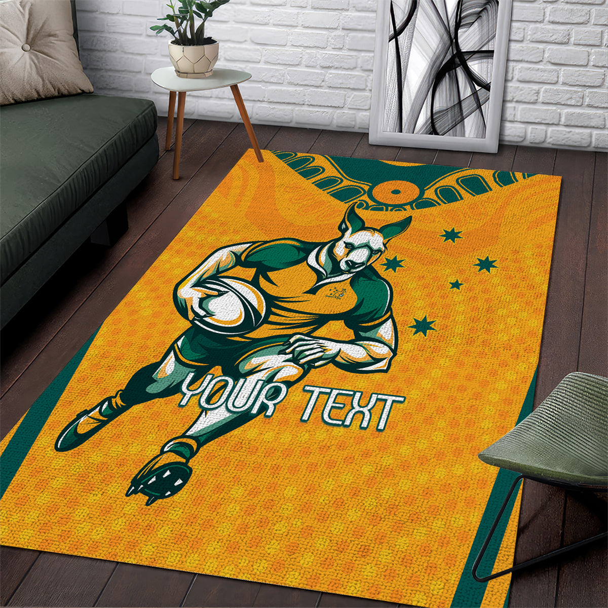 Custom Australia Rugby Area Rug Wallabies Mascots Sporty Version