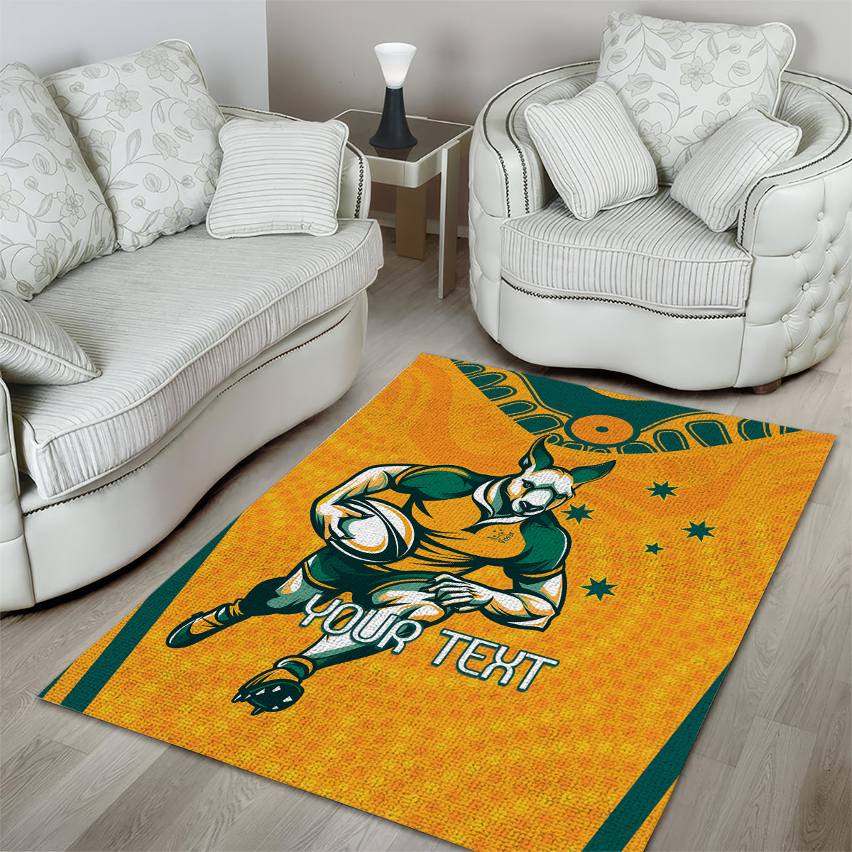 Custom Australia Rugby Area Rug Wallabies Mascots Sporty Version