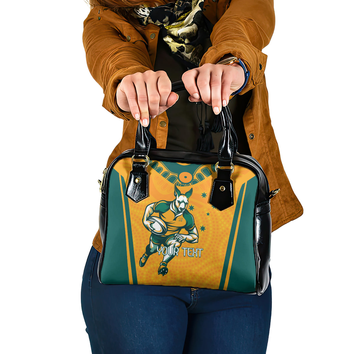 Custom Australia Rugby Shoulder Handbag Wallabies Mascots Sporty Version