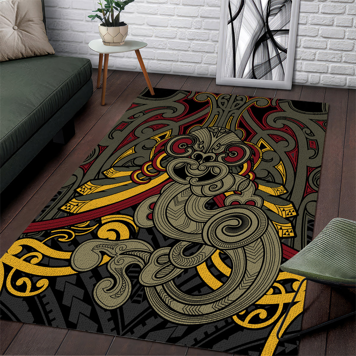 Maori Hei Tiki Tribal Tattoo Area Rug