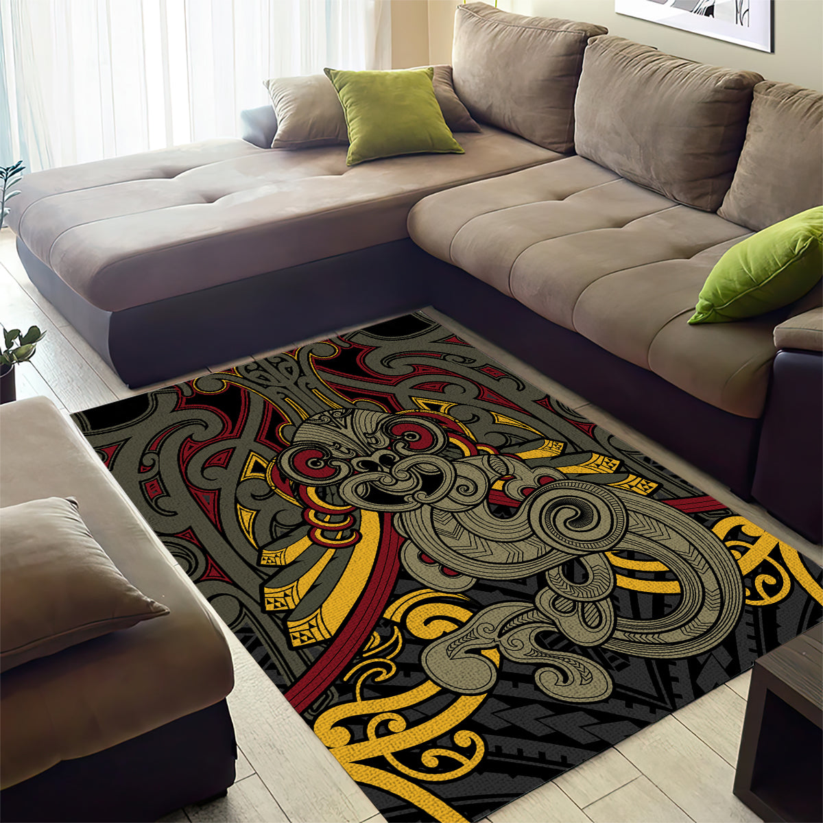 Maori Hei Tiki Tribal Tattoo Area Rug