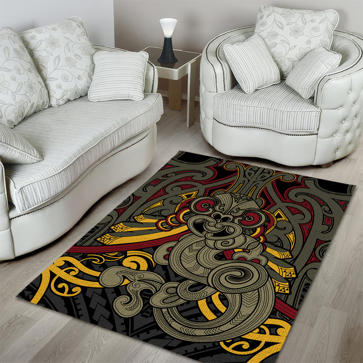 Maori Hei Tiki Tribal Tattoo Area Rug