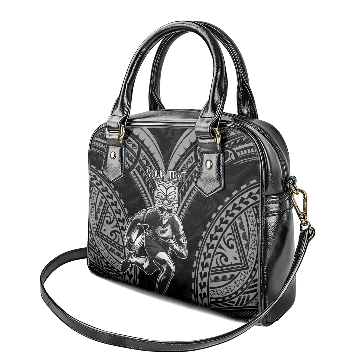 Custom New Zealand Rugby Shoulder Handbag Maori All Black Warrior Tribal Tattoo