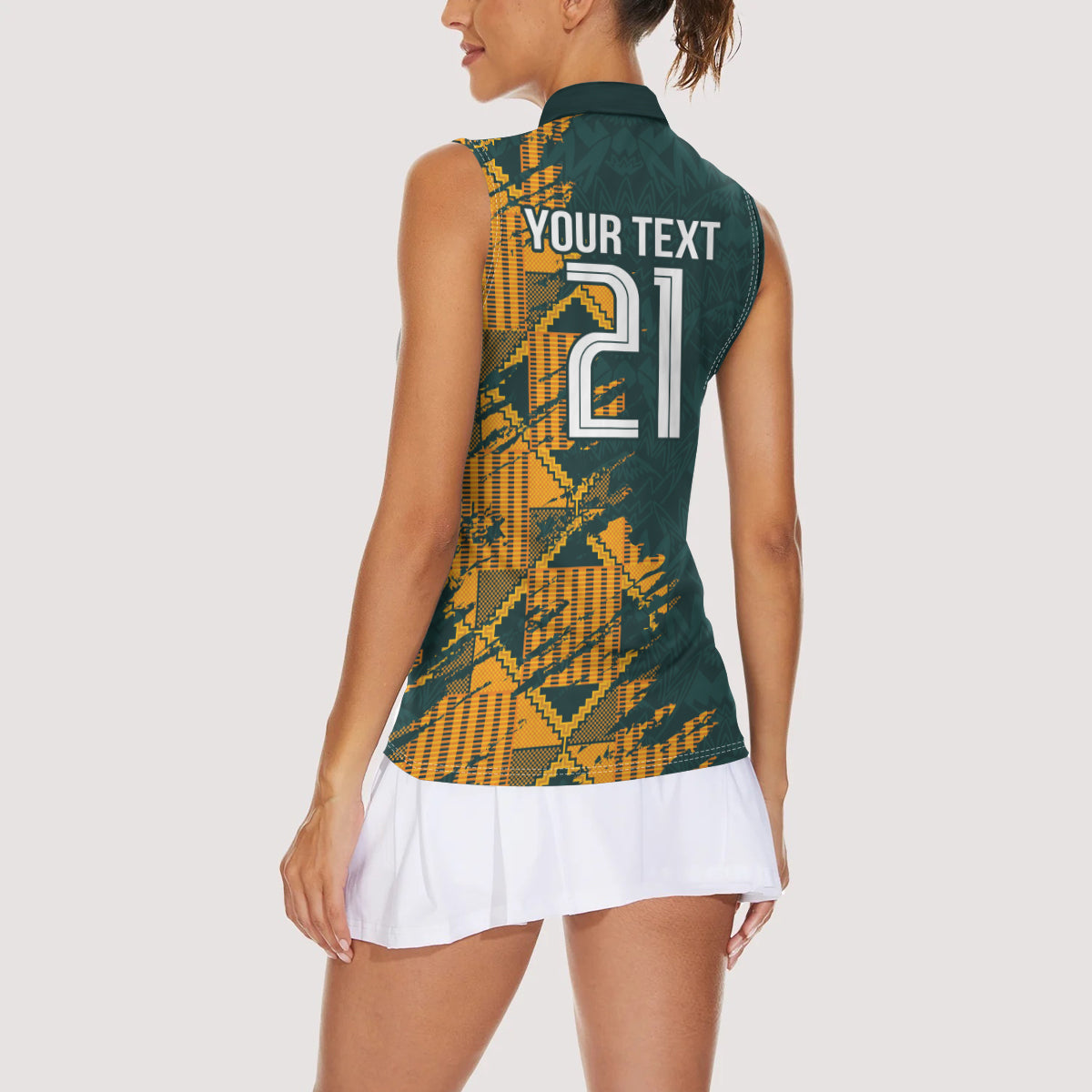 Custom South Africa Rugby Women Sleeveless Polo Shirt The Springboks Mascot Sporty Version