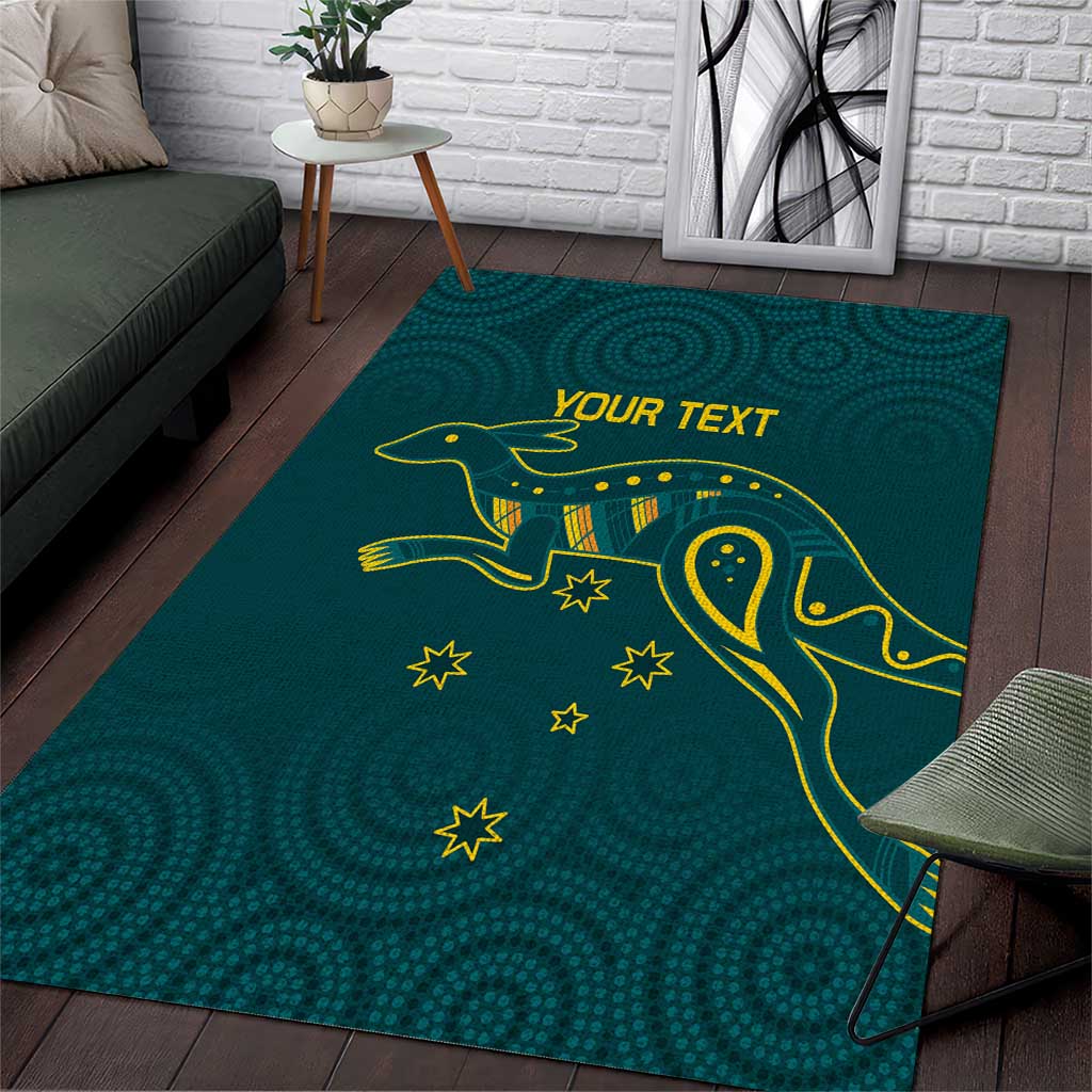 Custom Australia Rugby Area Rug Proud of Aussie Kangaroo