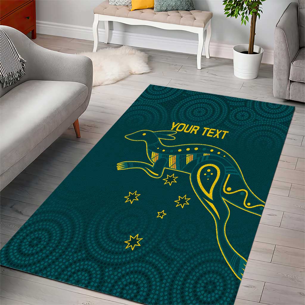 Custom Australia Rugby Area Rug Proud of Aussie Kangaroo