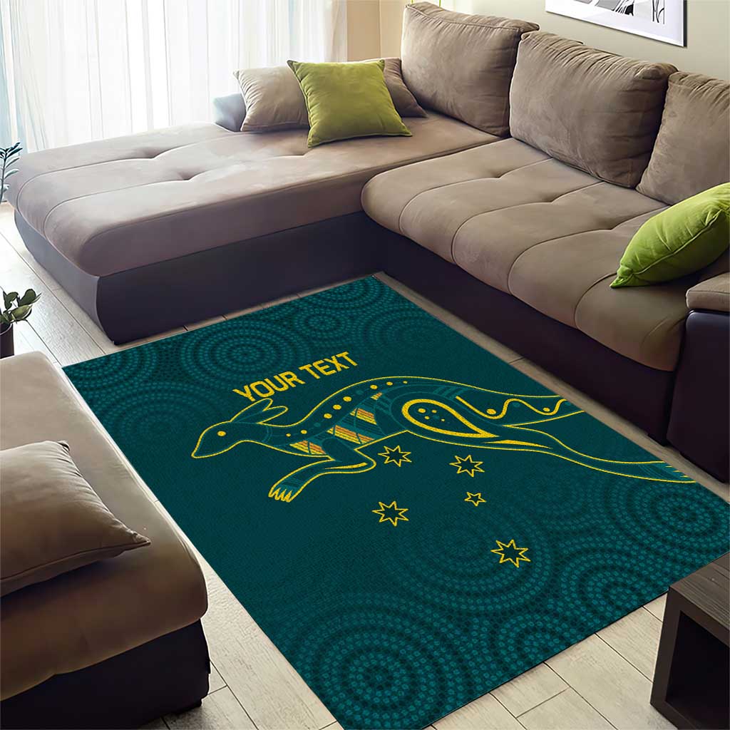 Custom Australia Rugby Area Rug Proud of Aussie Kangaroo