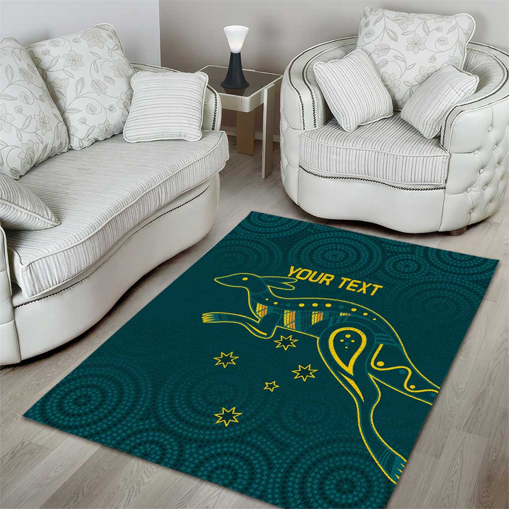 Custom Australia Rugby Area Rug Proud of Aussie Kangaroo