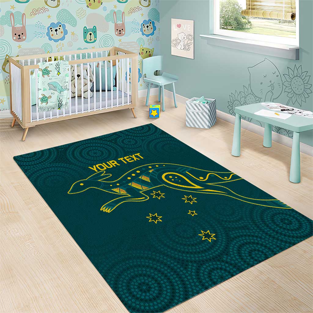 Custom Australia Rugby Area Rug Proud of Aussie Kangaroo