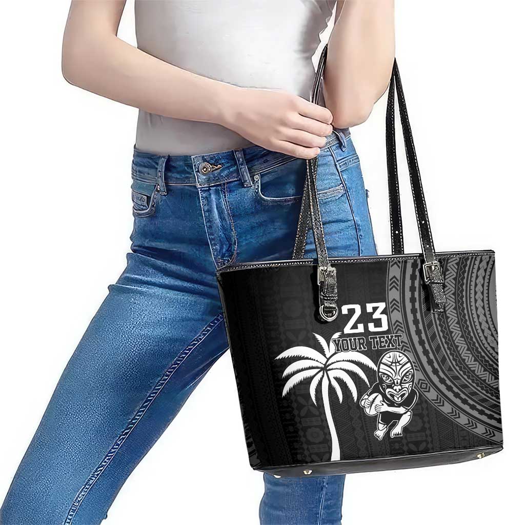 Custom Fiji New Zealand Rugby Leather Tote Bag Make History Together