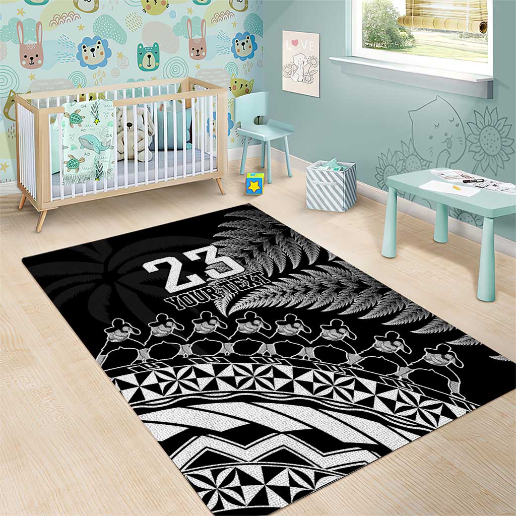 Custom Fiji New Zealand Rugby Area Rug Cibi Dance with Black Fern