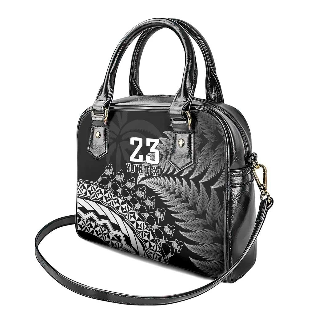 Custom Fiji New Zealand Rugby Shoulder Handbag Cibi Dance with Black Fern