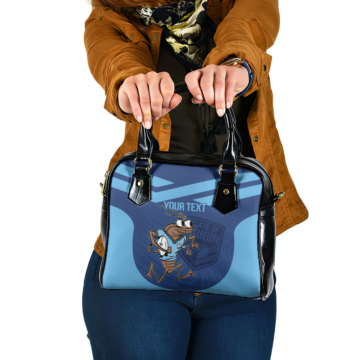 Custom New South Wales Rugby Shoulder Handbag Blues Cockroach Origin Sporty