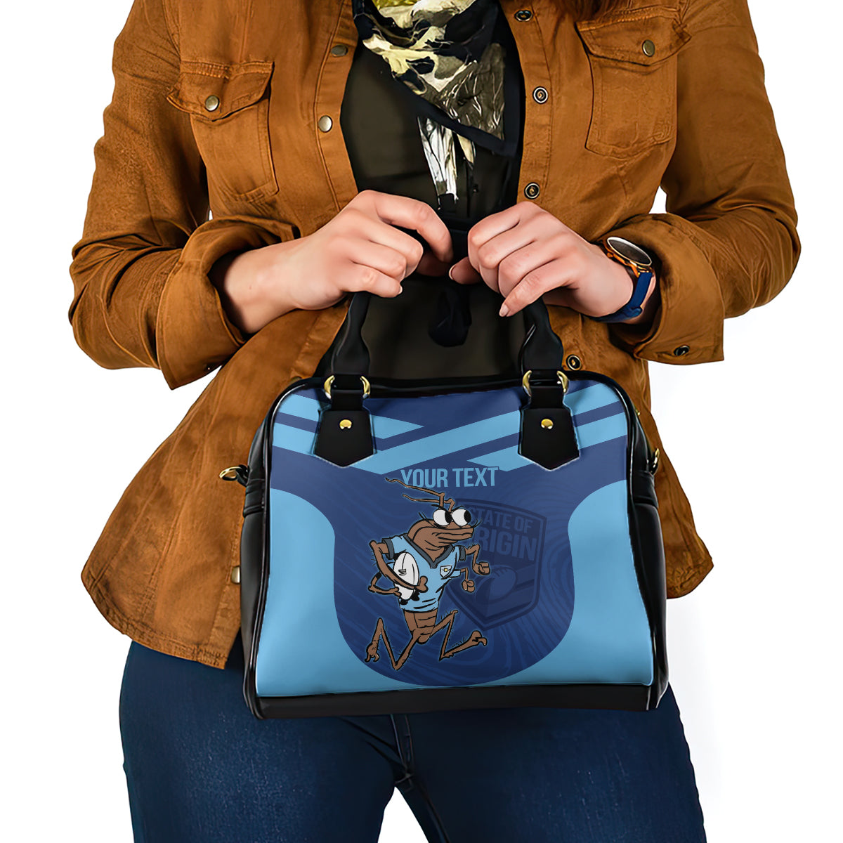 Custom New South Wales Rugby Shoulder Handbag Blues Cockroach Origin Sporty