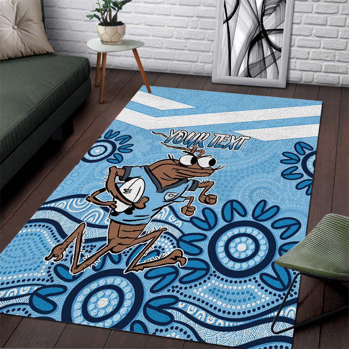 Custom NSW Blues Cockroach Blooded Aboriginal Inspired Area Rug