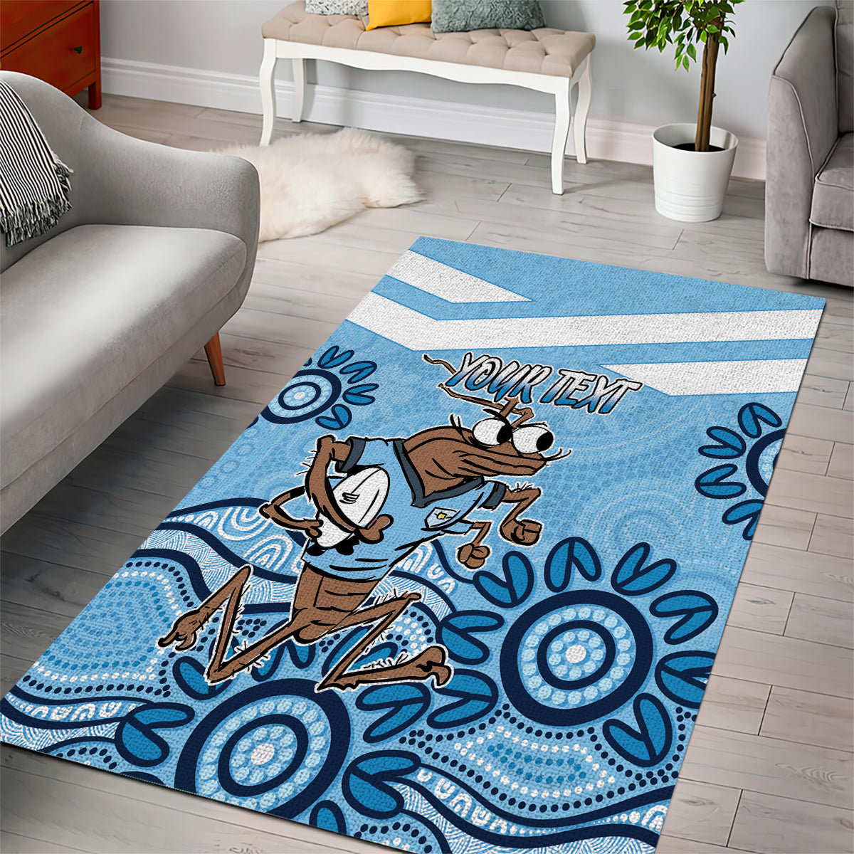 Custom NSW Blues Cockroach Blooded Aboriginal Inspired Area Rug