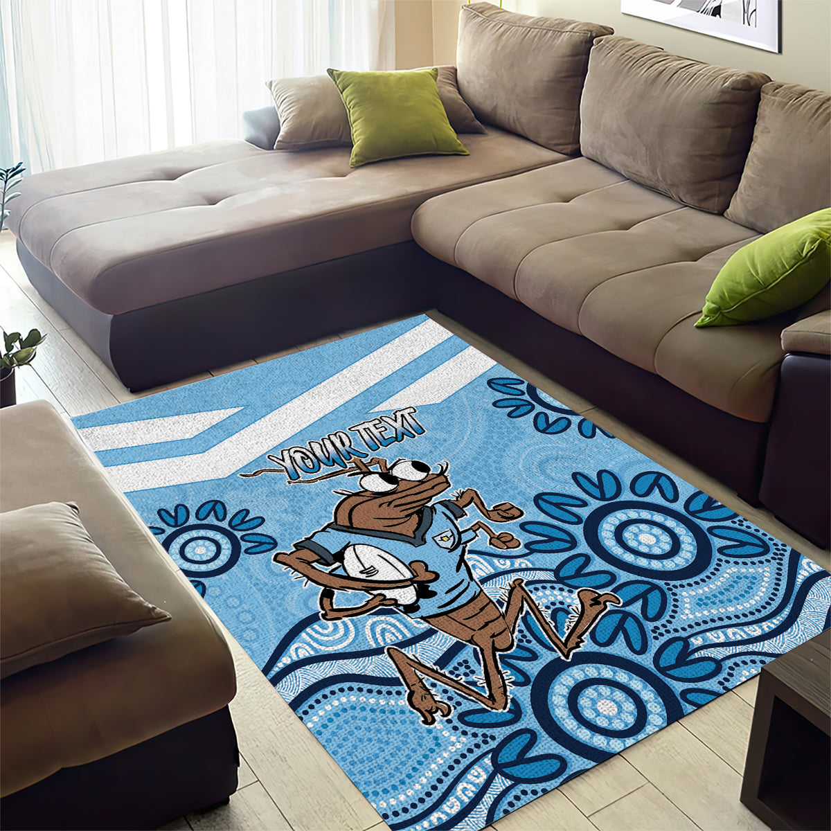 Custom NSW Blues Cockroach Blooded Aboriginal Inspired Area Rug