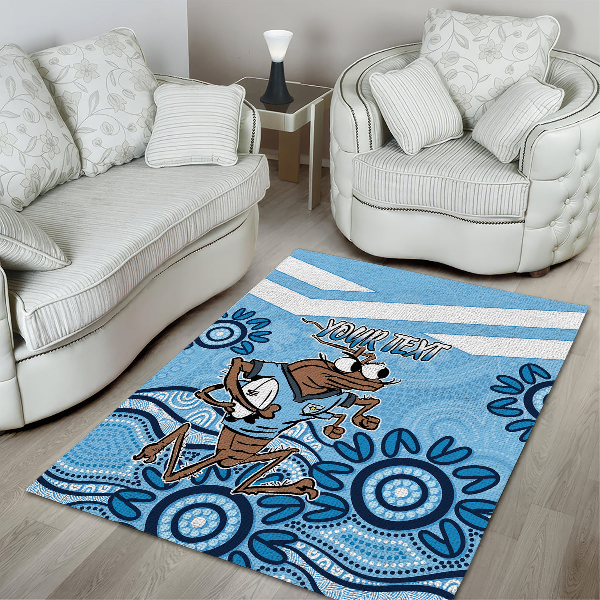 Custom NSW Blues Cockroach Blooded Aboriginal Inspired Area Rug