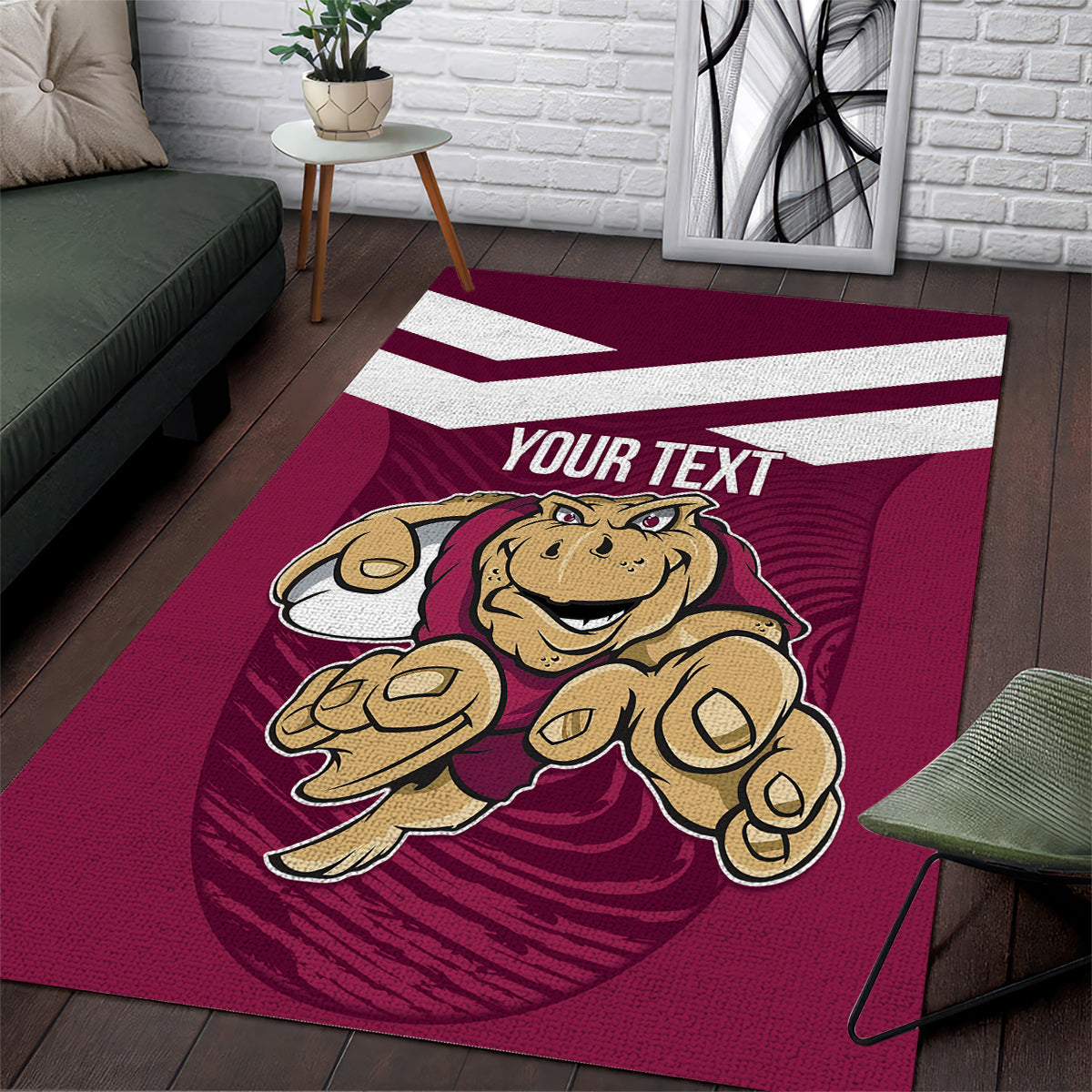 Custom Queensland Rugby Area Rug Maroons Cane Toad Origin Sporty