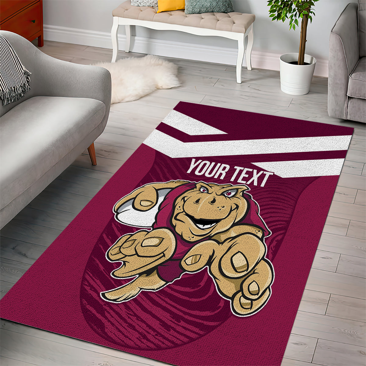 Custom Queensland Rugby Area Rug Maroons Cane Toad Origin Sporty