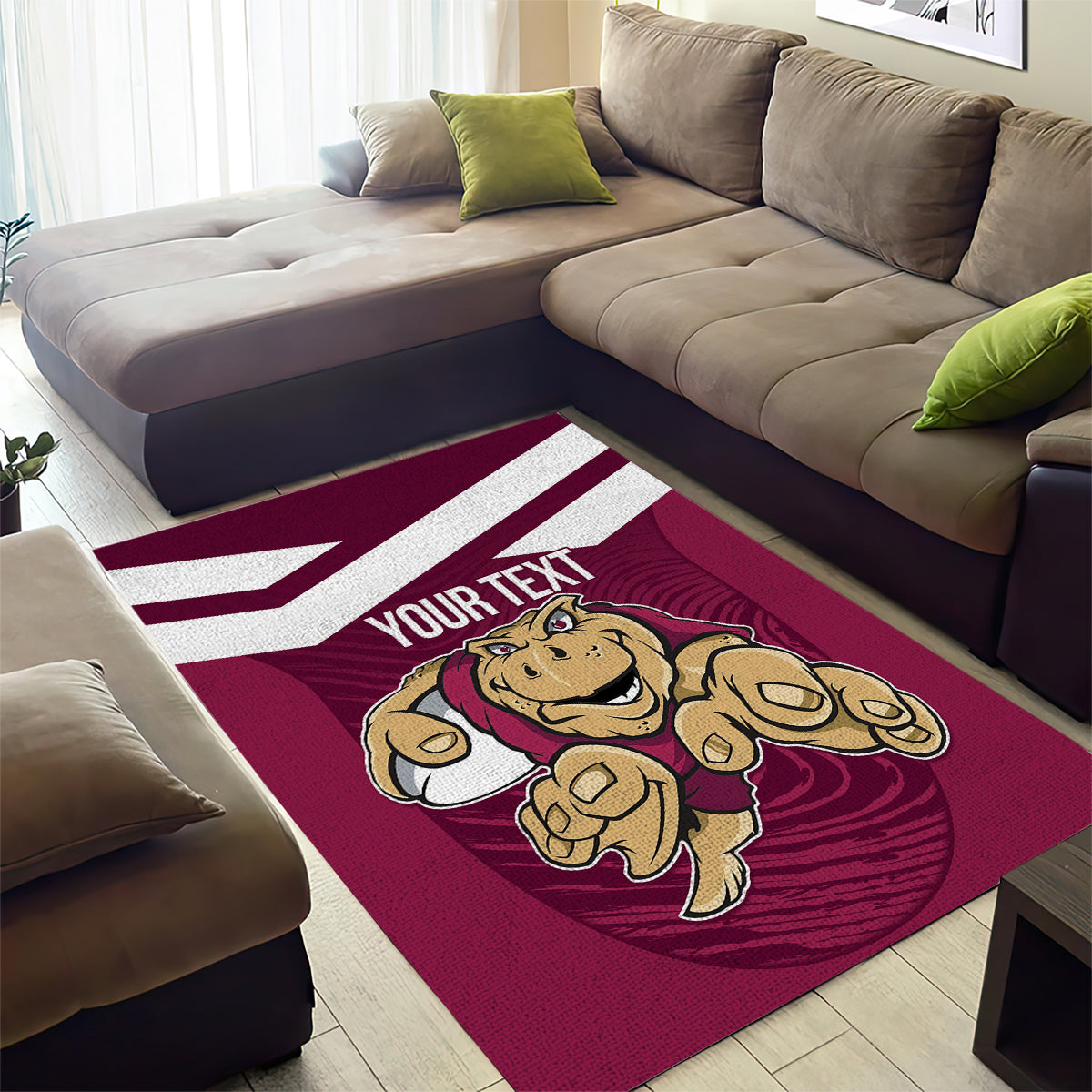 Custom Queensland Rugby Area Rug Maroons Cane Toad Origin Sporty