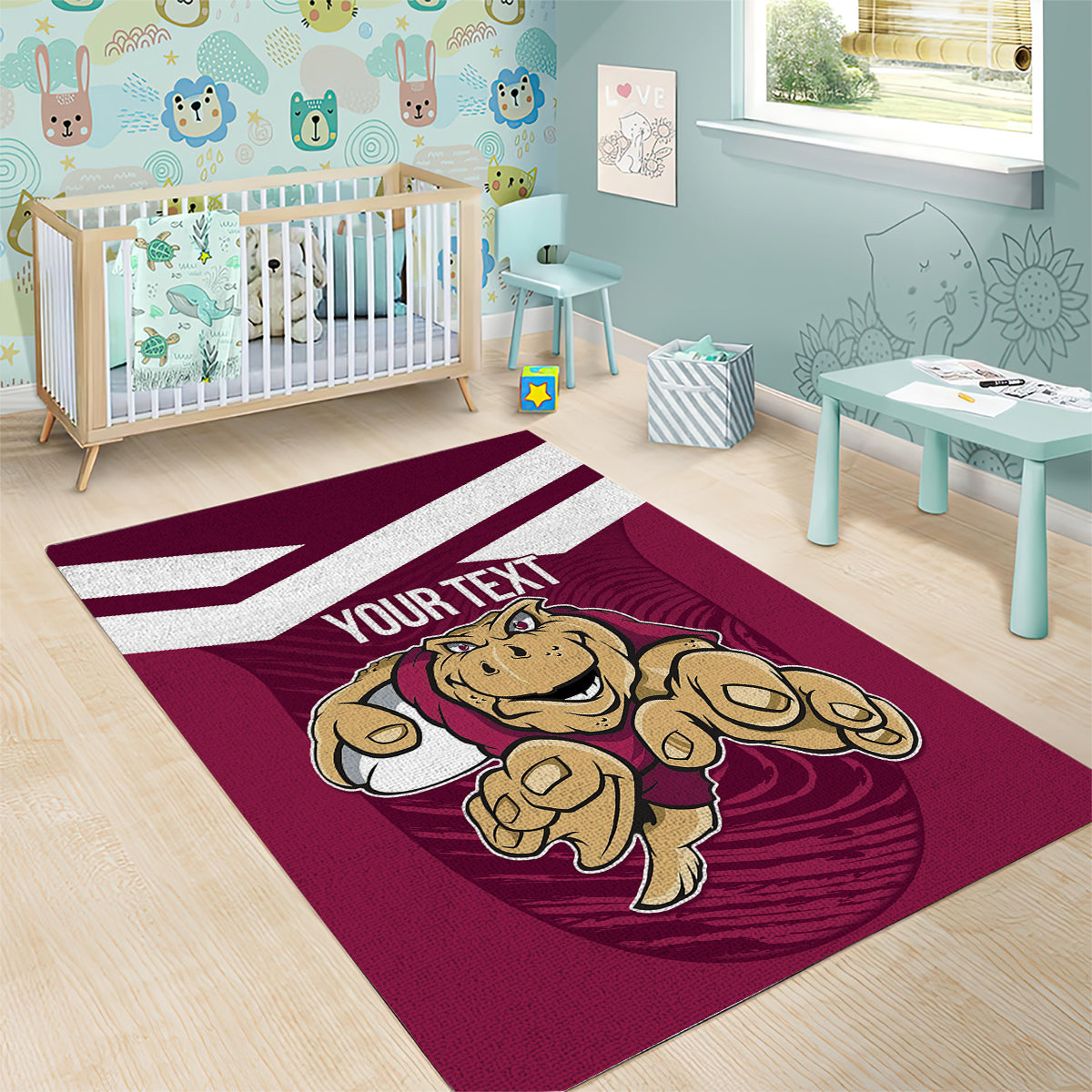 Custom Queensland Rugby Area Rug Maroons Cane Toad Origin Sporty