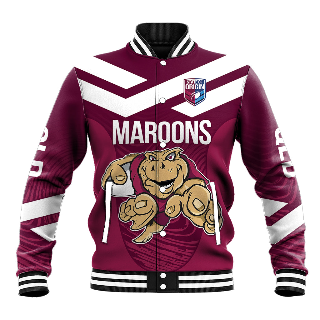 Custom Queensland Rugby Baseball Jacket Maroons Cane Toad Origin Sporty