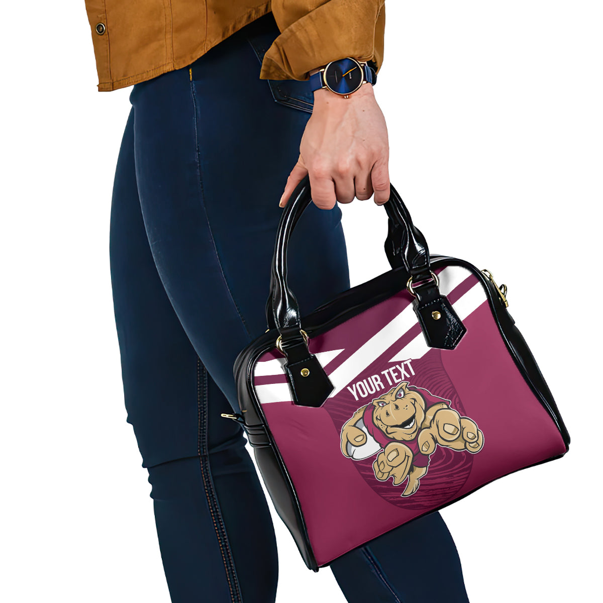 Custom Queensland Rugby Shoulder Handbag Maroons Cane Toad Origin Sporty