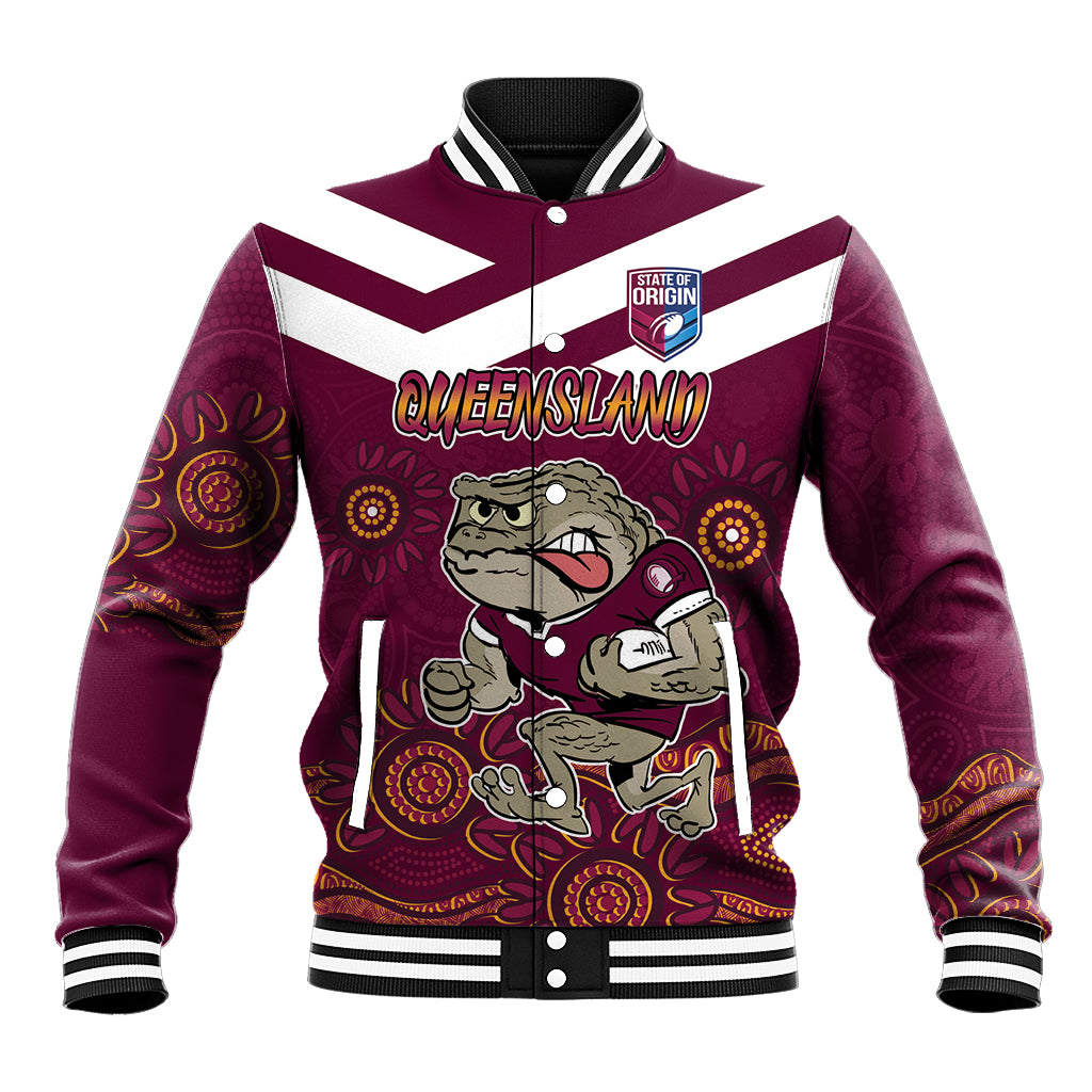 Custom QLD Maroons Cane Toad Blooded Aboriginal Inspired Baseball Jacket