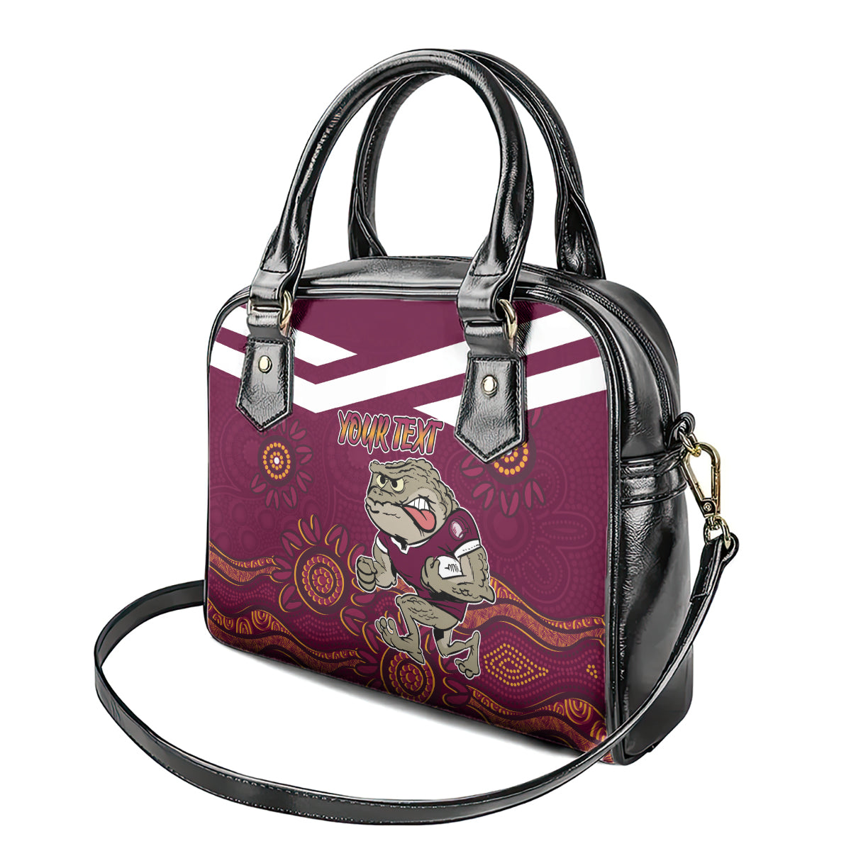 Custom QLD Maroons Cane Toad Blooded Aboriginal Inspired Shoulder Handbag