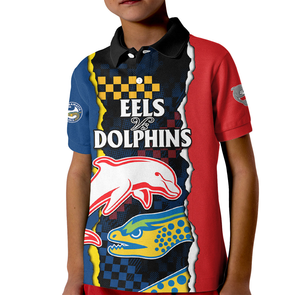 nrl-combine-dolphins-and-parra-eels-kid-polo-shirt-simple-style