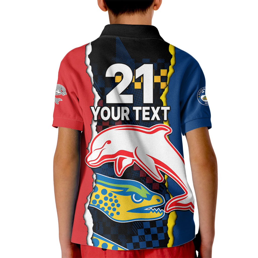 custom-text-and-number-nrl-combine-dolphins-and-parra-eels-kid-polo-shirt-simple-style