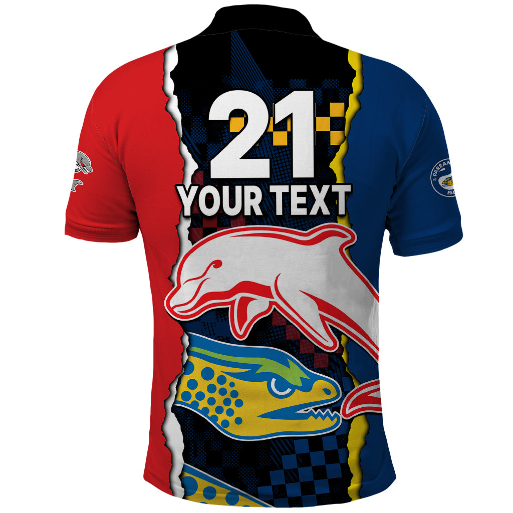 custom-text-and-number-nrl-combine-dolphins-and-parra-eels-polo-shirt-simple-style