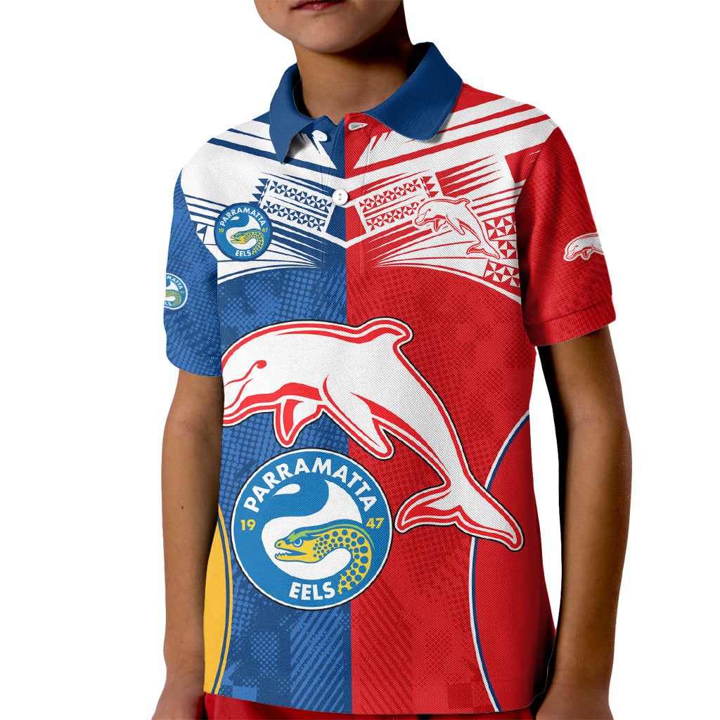 NRL Dolphins Combine Parra Eels Kid Polo Shirt Sporty Style LT9