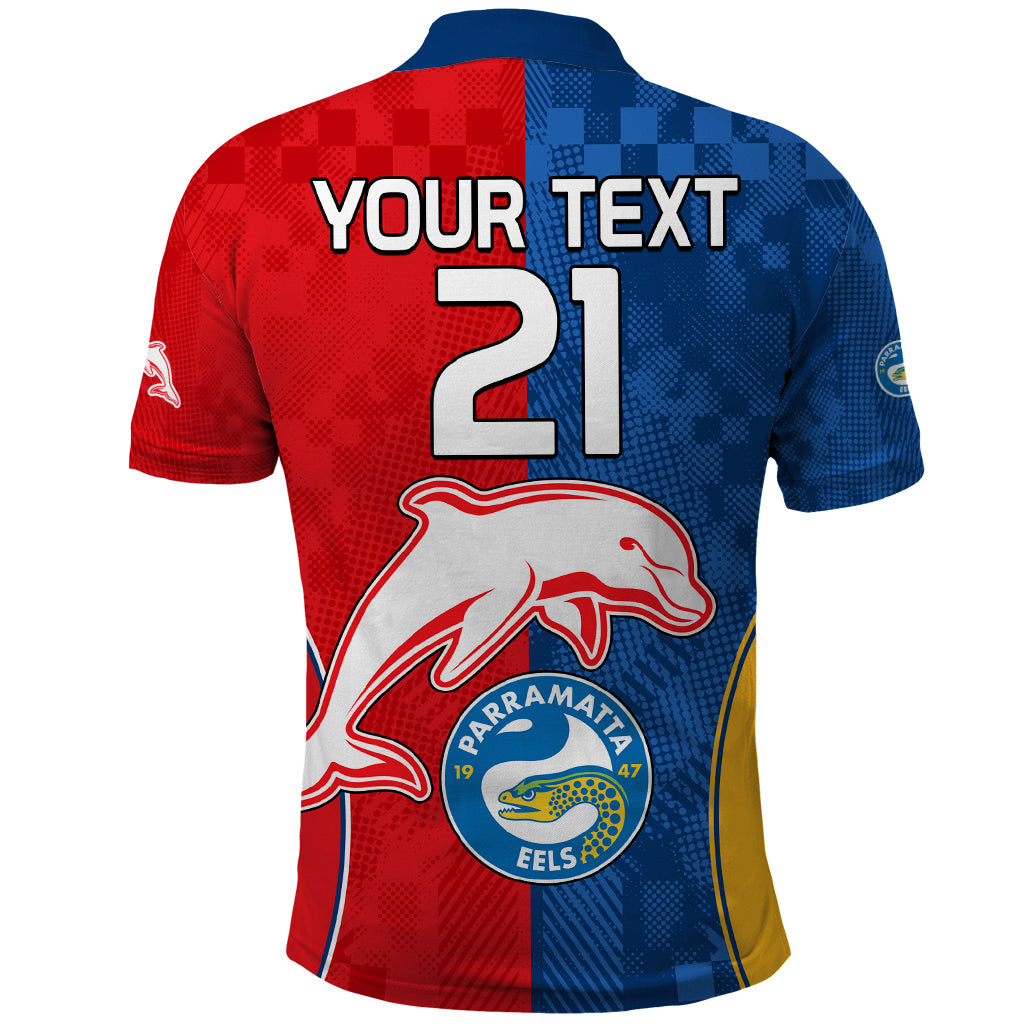 (Custom Text And Number) NRL Dolphins Combine Parra Eels Polo Shirt Sporty Style LT9