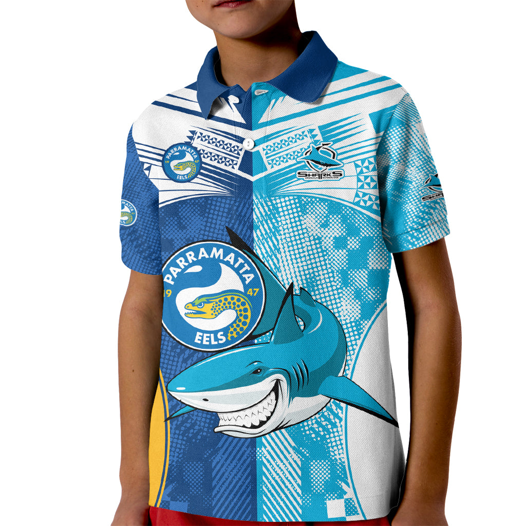 NRL Shark Combine Eels Rugby Kid Polo Shirt Sporty Style LT9