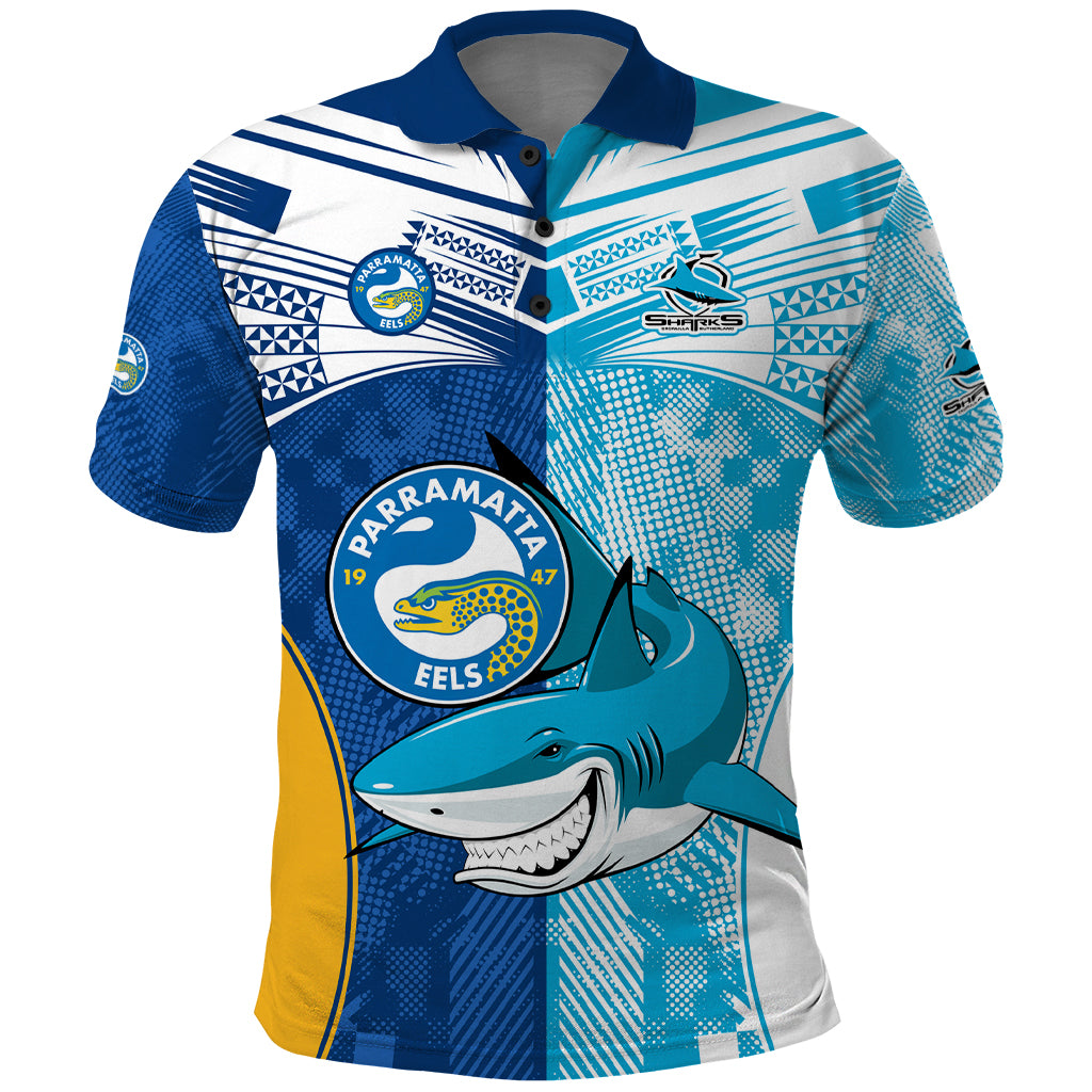 NRL Shark Combine Eels Rugby Polo Shirt Sporty Style LT9