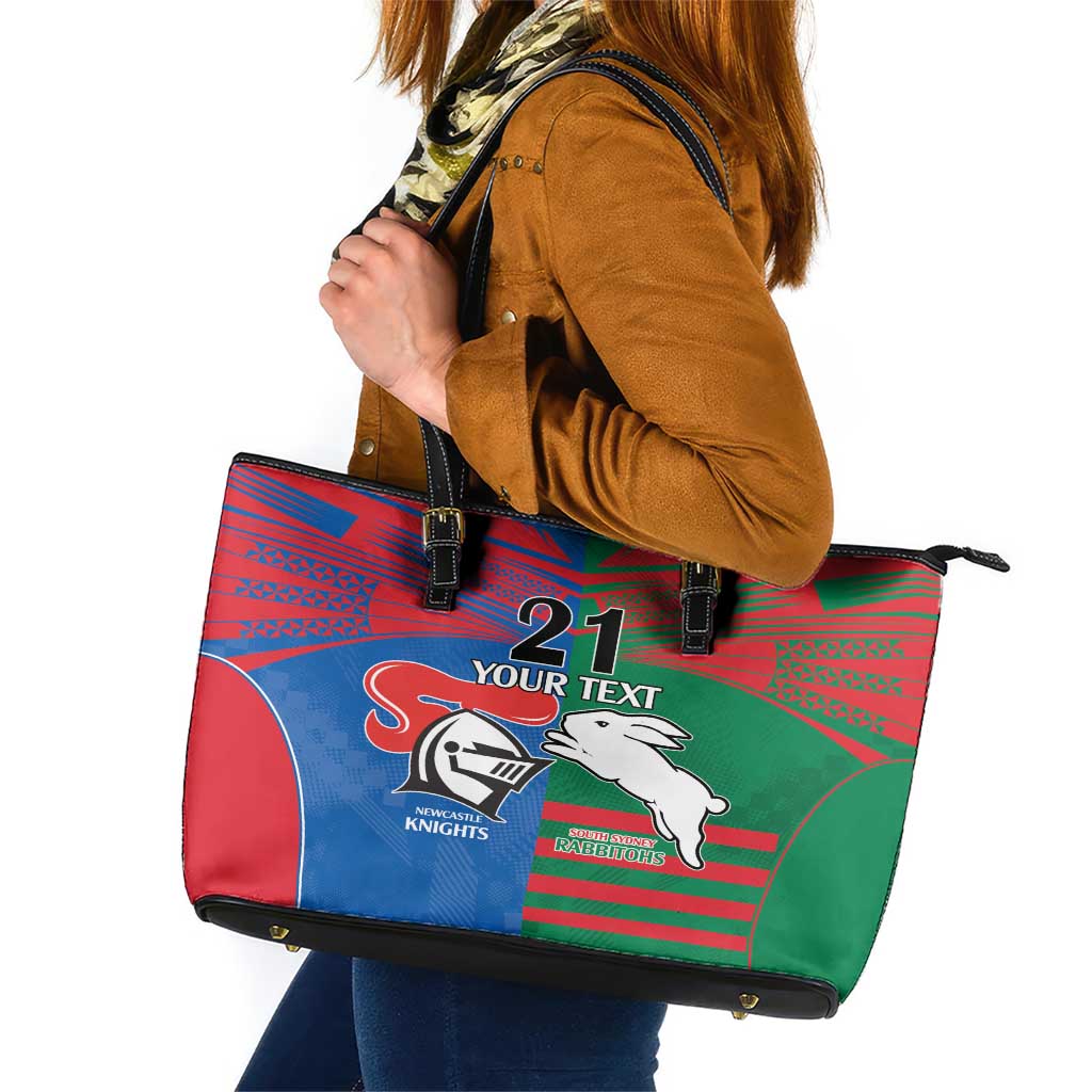 Custom Knights and Rabbitohs Rugby Leather Tote Bag Sporty Style