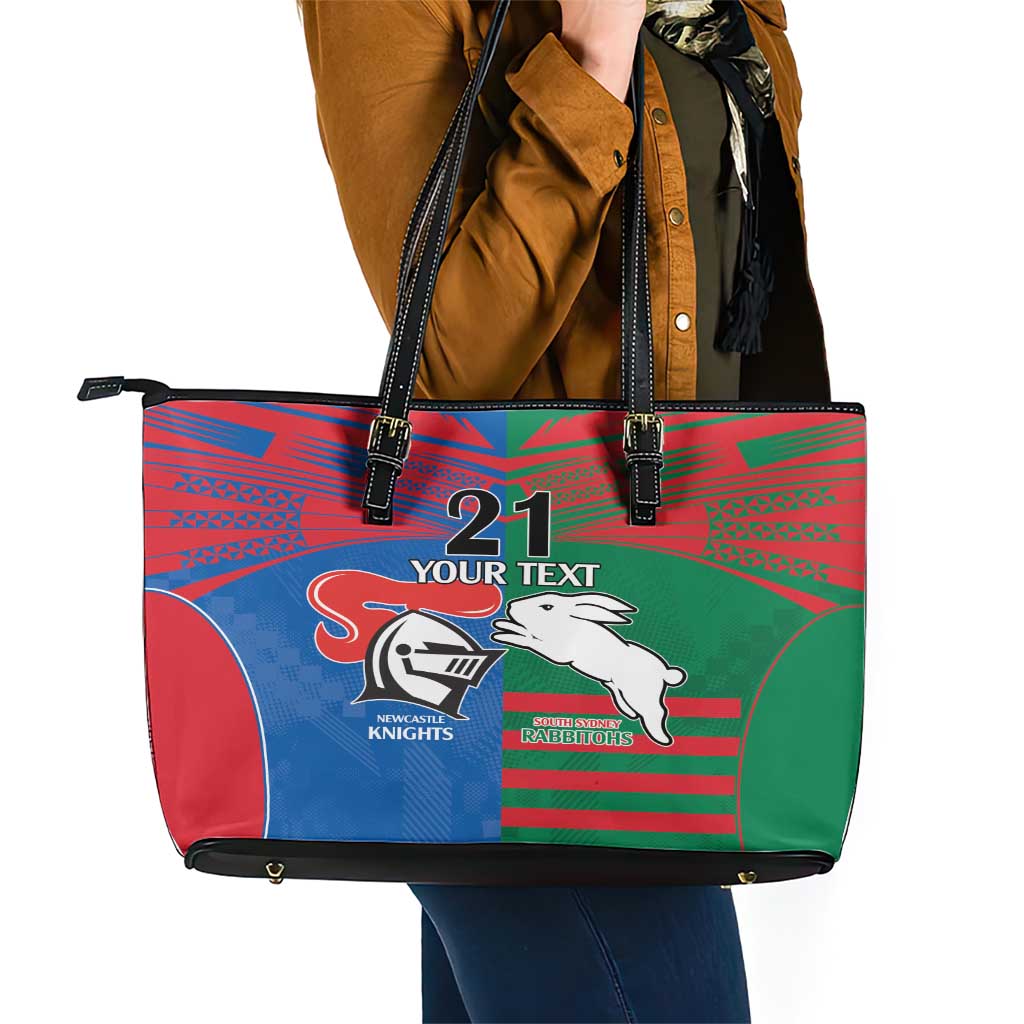 Custom Knights and Rabbitohs Rugby Leather Tote Bag Sporty Style